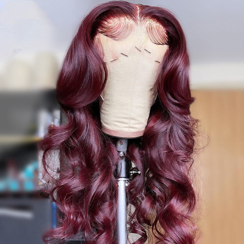 Medium Curly Hair European And American Style Wig Headgear Female Long Curly Hair Wine Red Wig Sheath