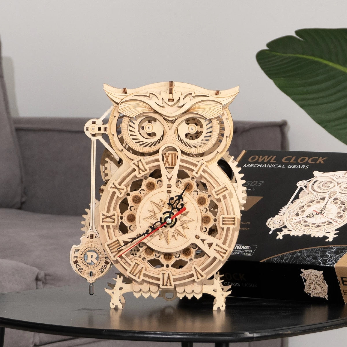 Robotime Rokr Creative DIY Toys 3D Owl Wooden Clock Building Block Kits For Children Adult Christmas Gifts Home Decoration LK503