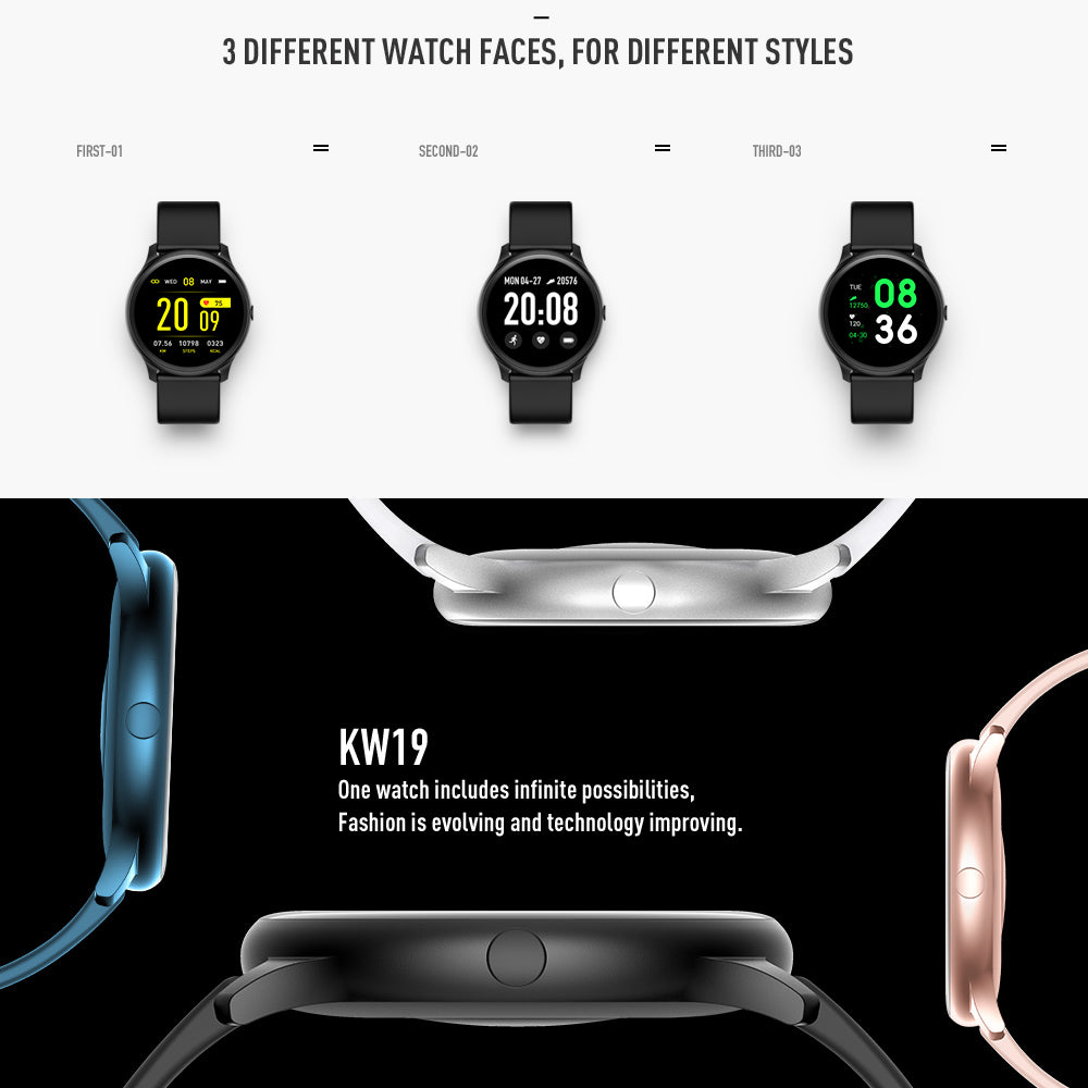 KW19 Pro wommen smart watch full touch screen blood oxygen pressure sport smartwatch men tracker fitness