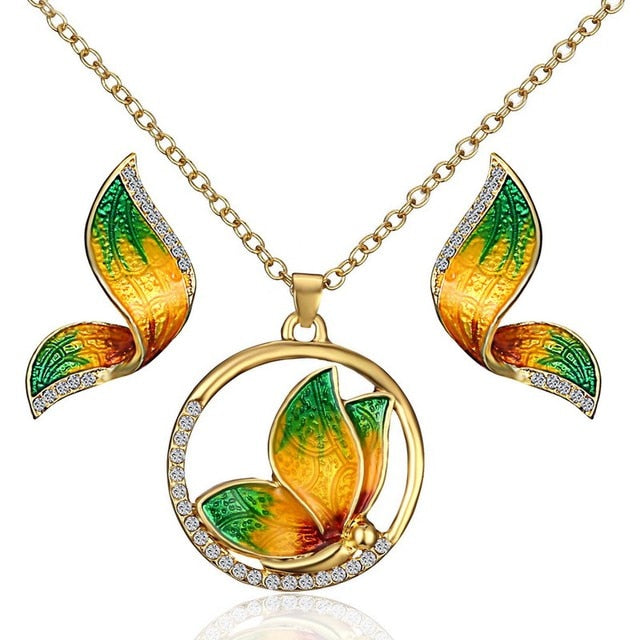 Animal Butterfly Jewelry sets Wedding Necklace Earrings