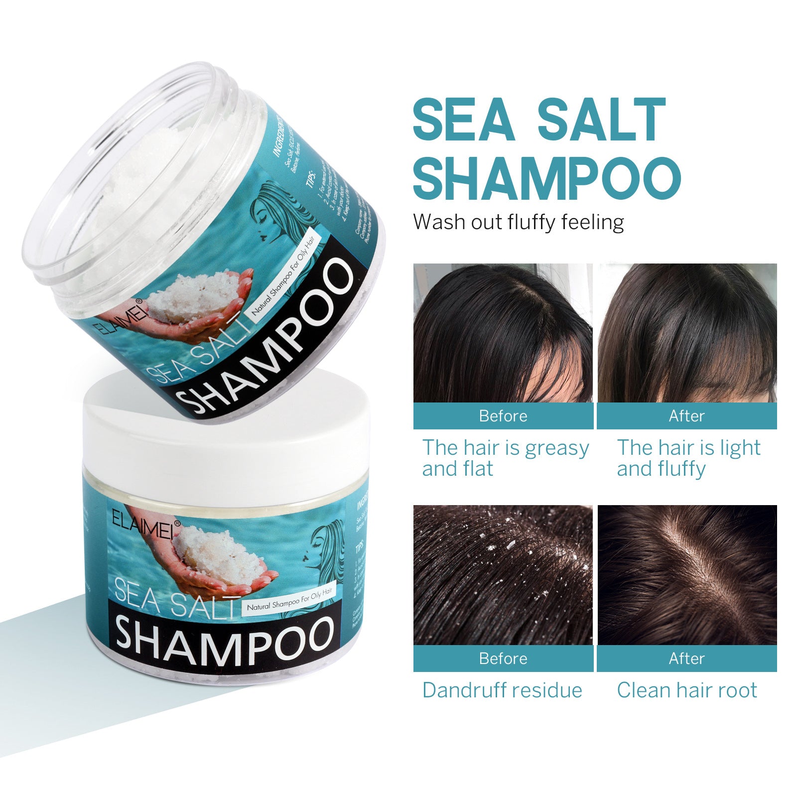 ELAIMEI Sea Salt Shampoo To Scalp Deep Cleansing Moisturizing Anti-dandruff Oil Control Hair Balm