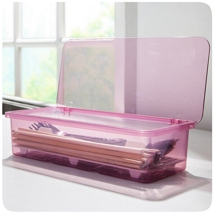 Draining And Dustproof Tableware Storage Box Simple And Fashionable Chopsticks Box Kitchen Storage Supplies Plastic Chopsticks Cage