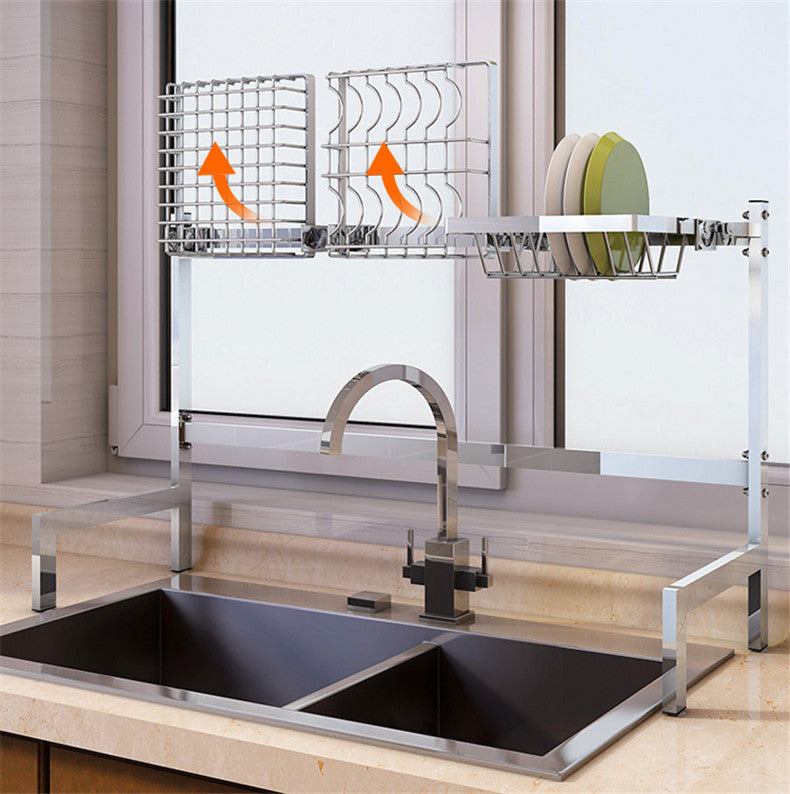 Stainless Steel Sink Drain Rack Kitchen Shelf DIY Bowl Dish Cutlery