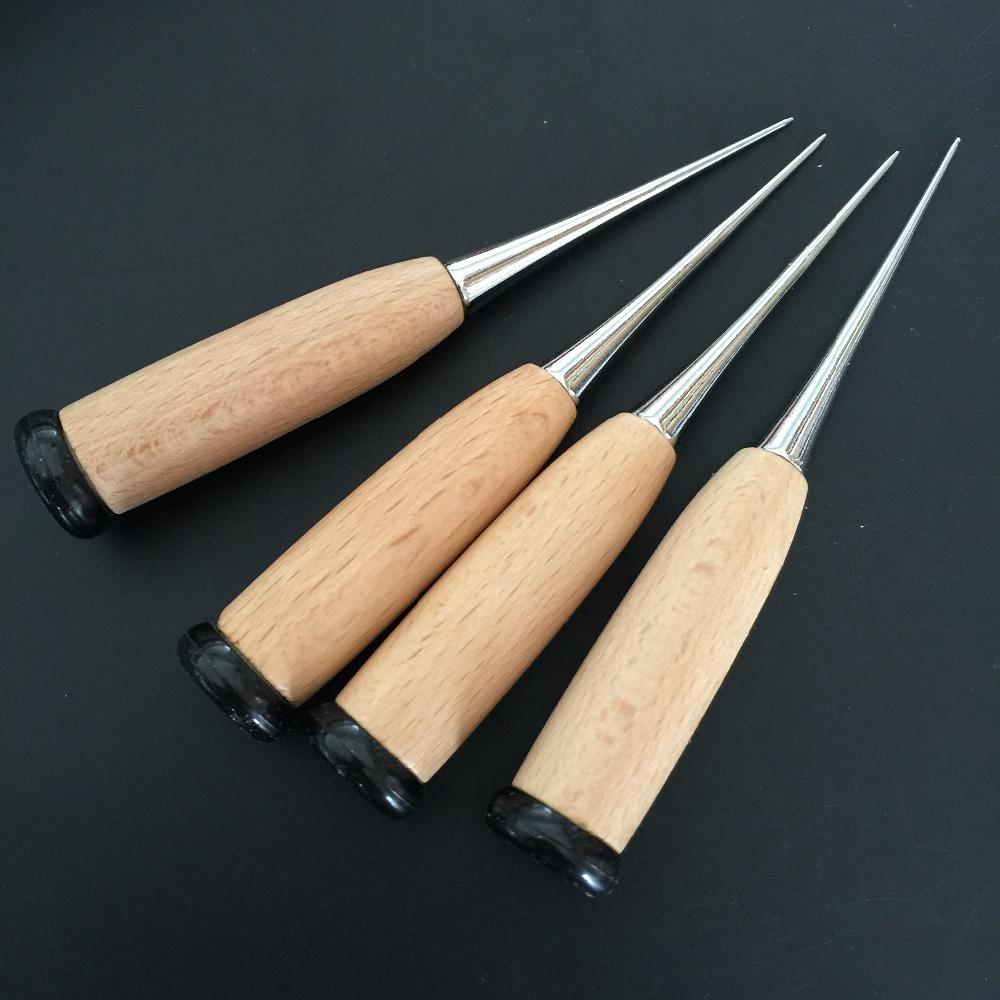 3pcs/lot Tennis Racket String Machine Stringing Parts -Straight Steel Tip Awl Badminton  Tools Wooden Handle