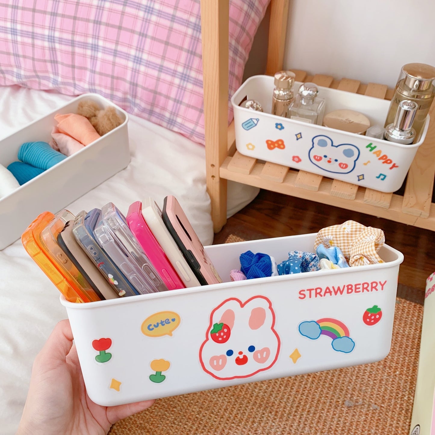 Sundries Storage Basket Cosmetics Snacks Desktop Phone Case Storage Box Home Bathroom Kitchen Organizer Box Storage Box