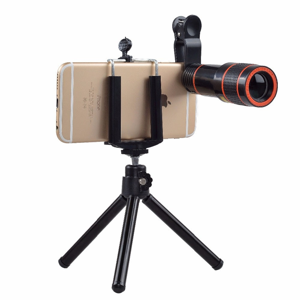 10 in 1 Kits 12x Zoom Telephoto Lens Fish eye Lens Wide Angle Macro Lenses Cell Phone Mobile Tripod