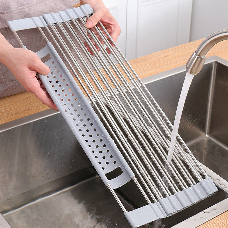 201 Stainless Steel Collapsible Drain Rack Household Sink Drip Rack Dish Washing Basin Fruit And Vegetable Dishes Chopsticks Water Filtering Rack