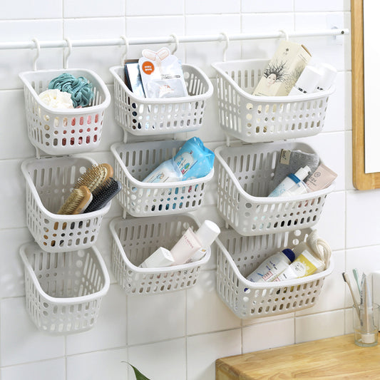 Household Hook Storage Basket Kitchen Hanging Basket Bathroom Bathroom Cosmetics Storage Basket Plastic Basket Storage Basket