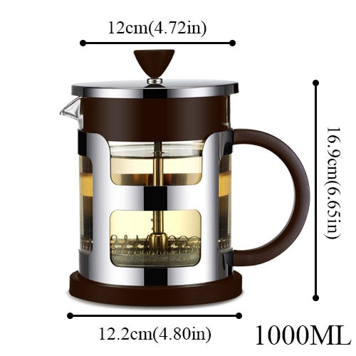 Stainless Steel Portable French Press Coffee Pot Tea Maker Machine Moka With Strainer Filter Travel Borosilica Glass Cafetiere