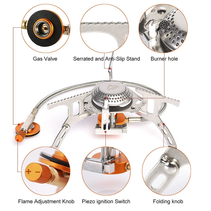 Widesea Outdoor Gas Stove Camping Gas burner Folding Electronic Stove hiking Portable Foldable Split Stoves 3000W