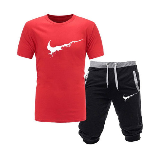 Two Pieces Sets T Shirts+Shorts Suit Men Summer Tops Tees Fashion Tshirt High Quality Men Clothing