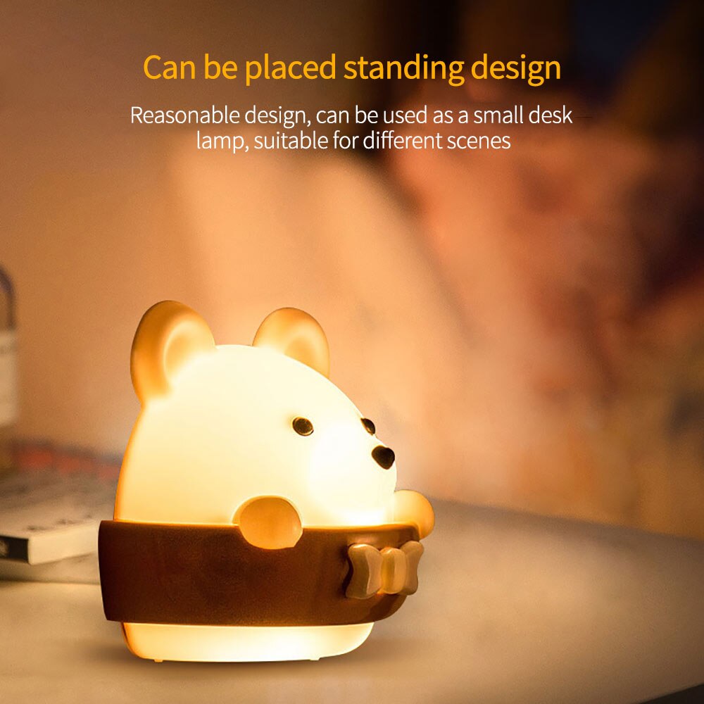 Cute Bear LED Night Light Remote Control Wall Lamp