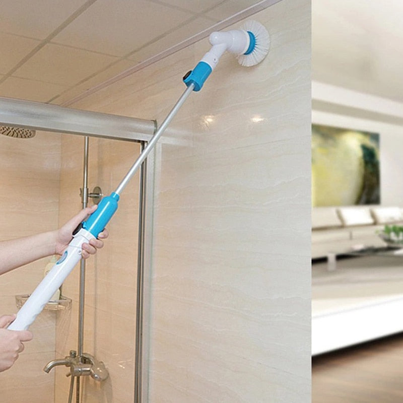 Electric Spin Scrubber Turbo Scrub Cleaning Brush Cordless Chargeable Bathroom Cleaner with Extension Handle Adaptive Brush Tub