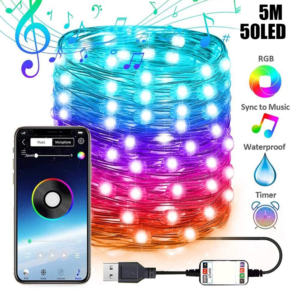 LED String Lights For Christmas Tree Decor 20m 200LED App Remote Control RGB Lighting String