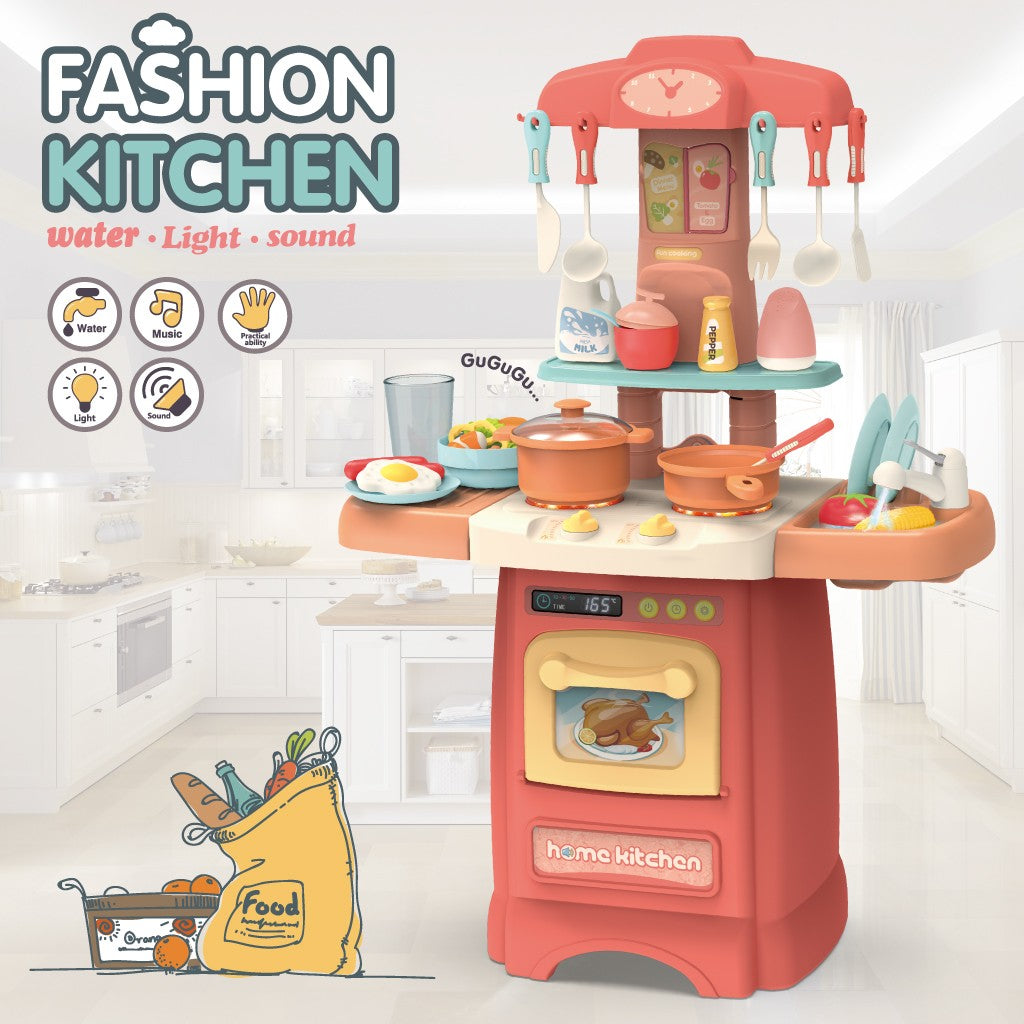 Role Play Kids Kitchen Playset With Real Cooking And Water Boiling Sounds