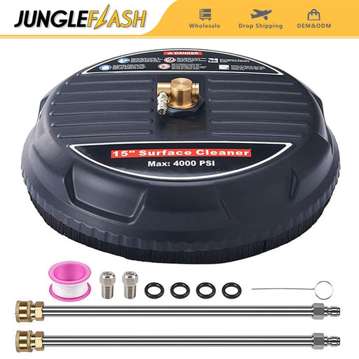 JUNGLEFLASH 15" High Pressure Washer Undercarriage Cleaner Under Car Water Broom Clean Surface Cleaner Attachment