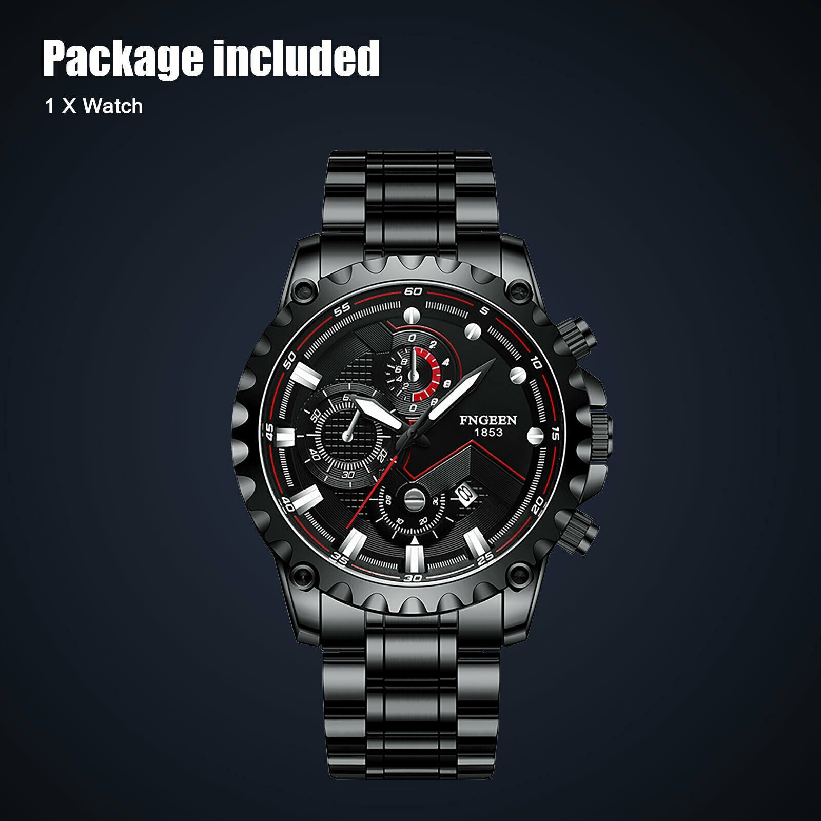 Men's Stainless Steel Quartz Waterproof Wristwatch