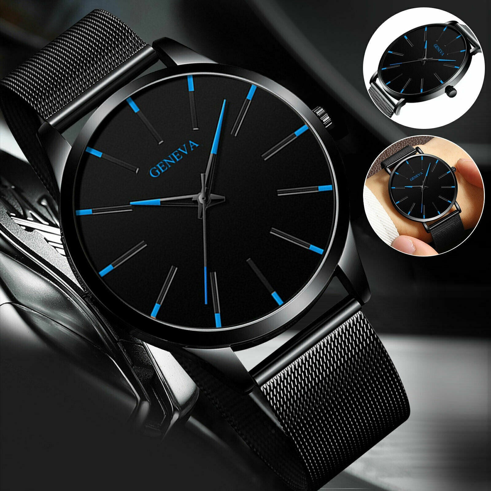 Waterproof Men's Watch Stainless Steel Quartz Analog Wristwatches Sport Fashion