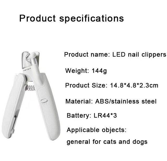 Professional Pet Nail Clipper Scissors Pet Dog Cat Nail Toe Claw Clippers Scissor LED Light Nail Trimmer For Animals Pet