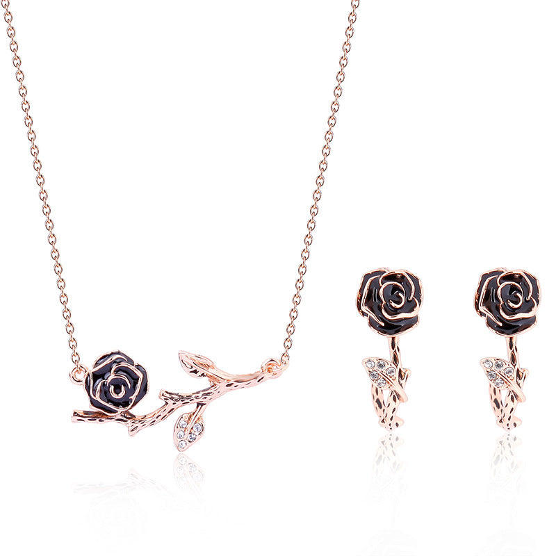 Branch Blossom Micro-inlaid Zircon Necklace Earrings Set