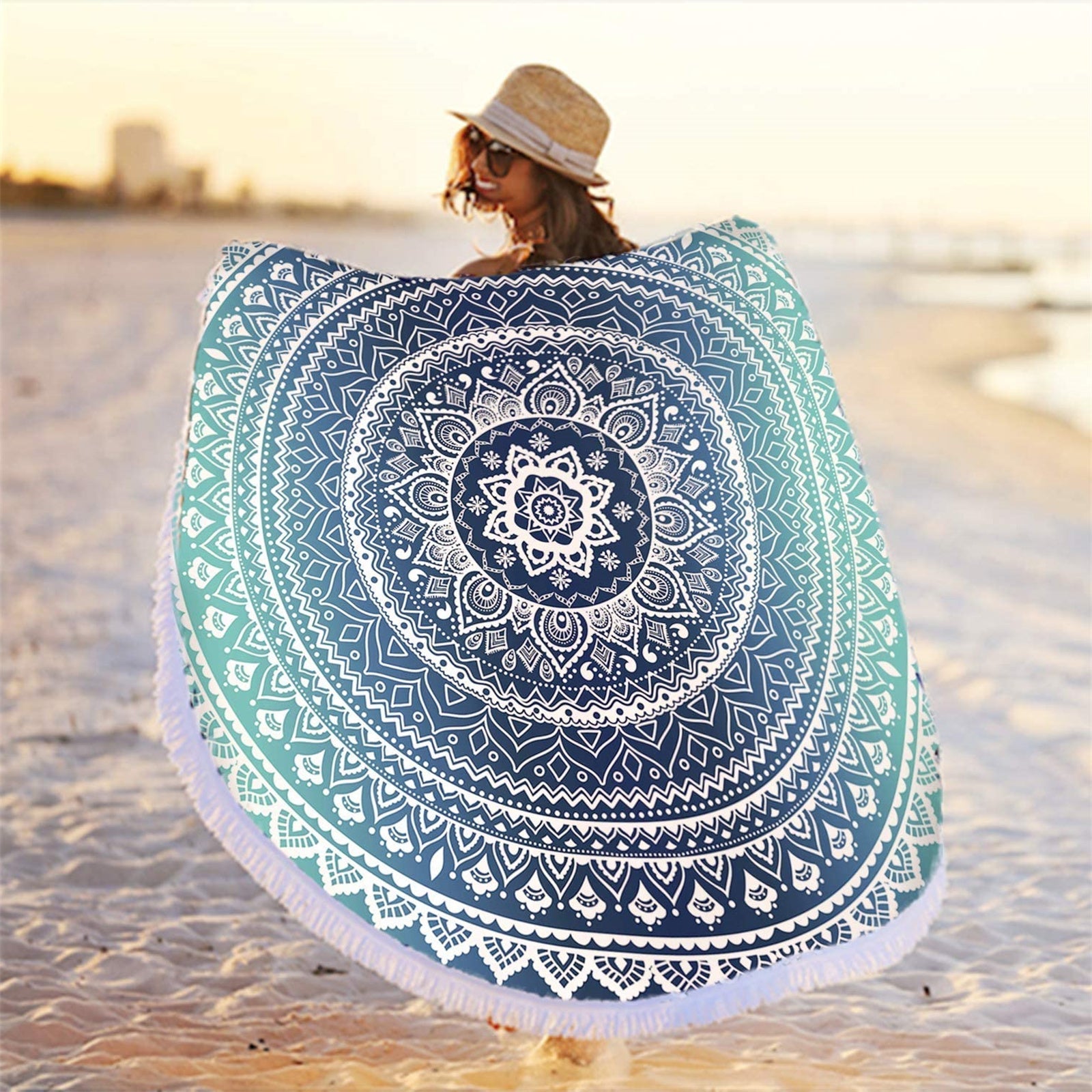 59 Inches Microfiber Beach Towel Blanket Quick Dry Thick Beach Towel Camping Picnic Vacation Tapestry Throw Yoga Picnic Mat