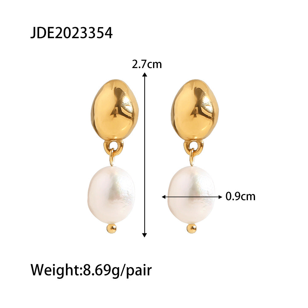 Women's Versatile High-grade Colorfast Titanium Ring Earrings