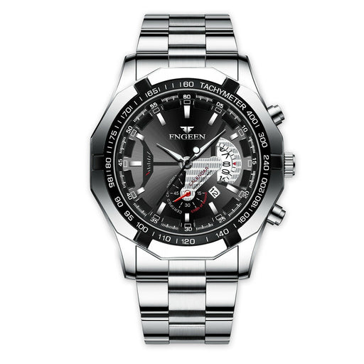 Silver Stainless Steel Quartz Analog Wristwatch