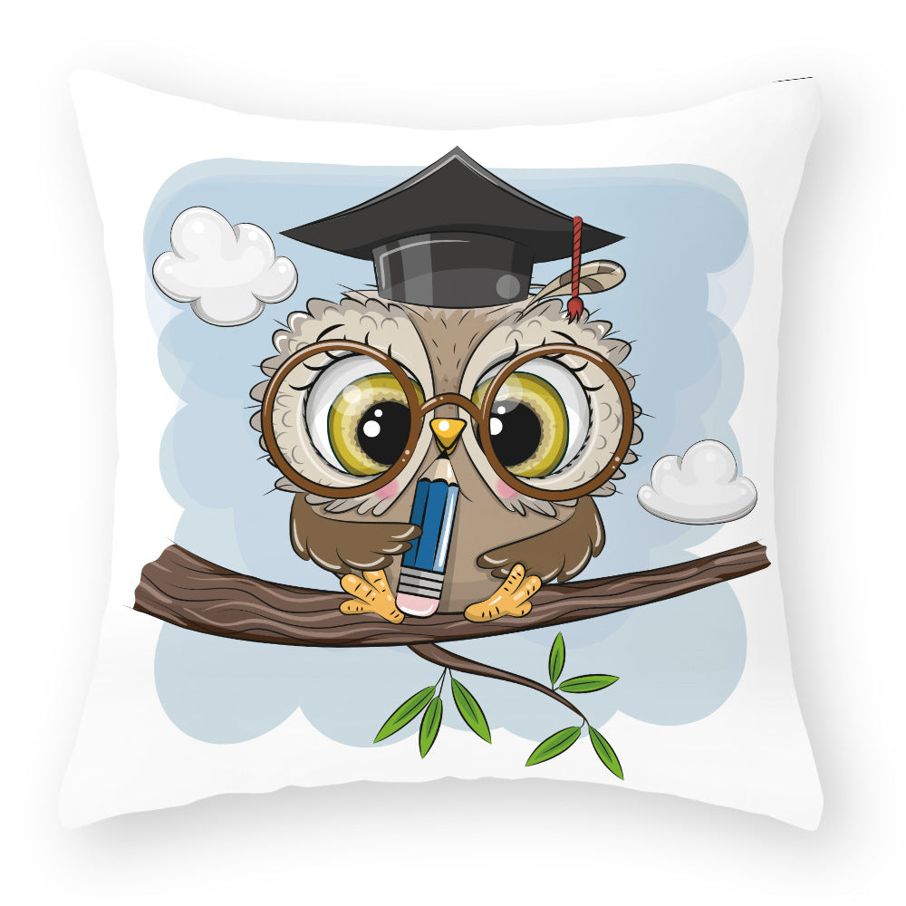 Cute Owl Peach Skin Pillow Case