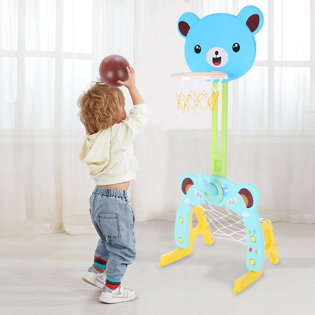 3 In 1 Adjustable Basketball Hoop Stand With Basketball/Ring Toss/Soccer