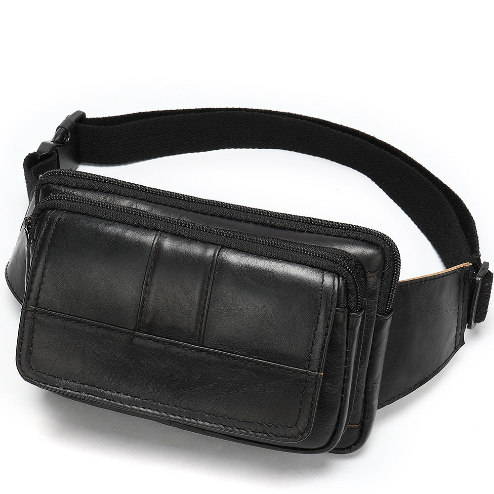 Leather Men's head leather waist bag