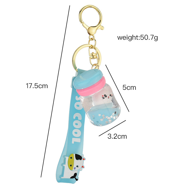 Floating Kitten Macaron Quicksand Keychain