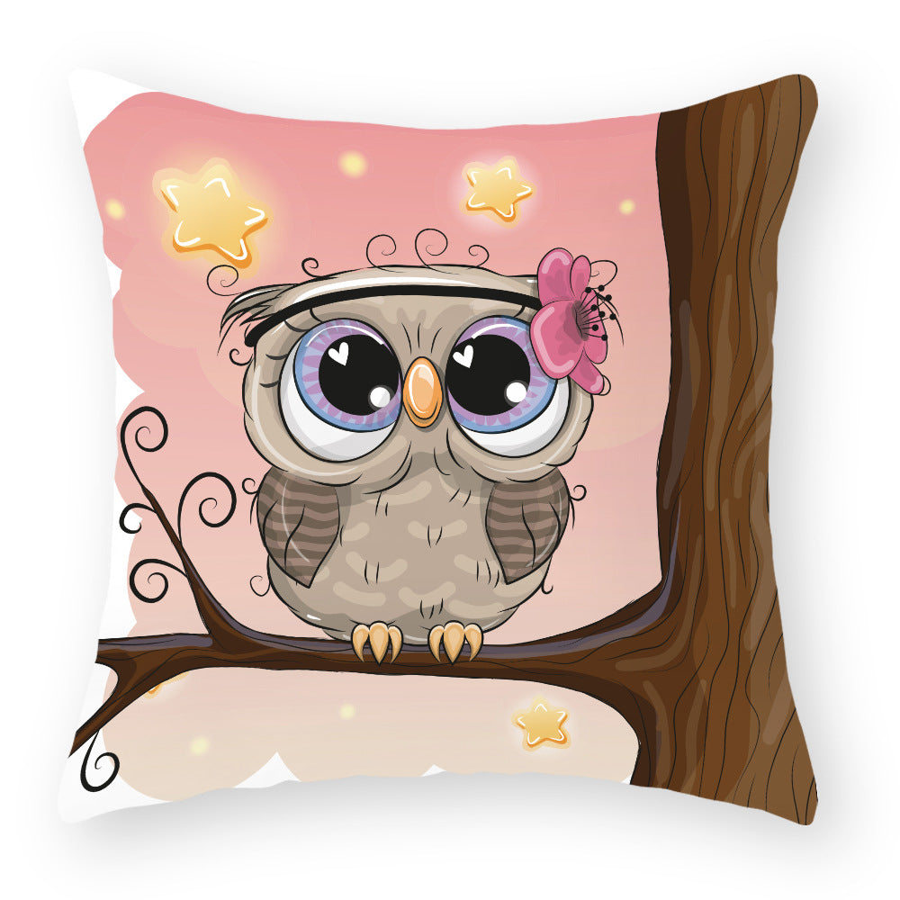 Cute Owl Peach Skin Pillow Case