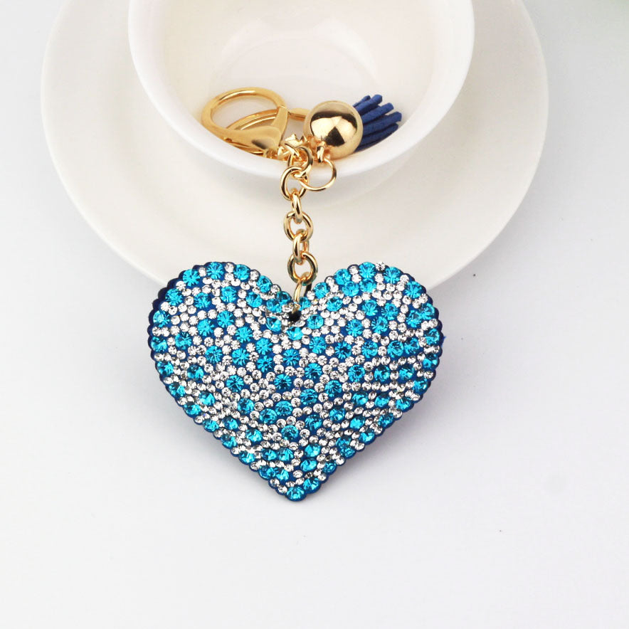 Flannel Peach Heart Color Diamond Keychain