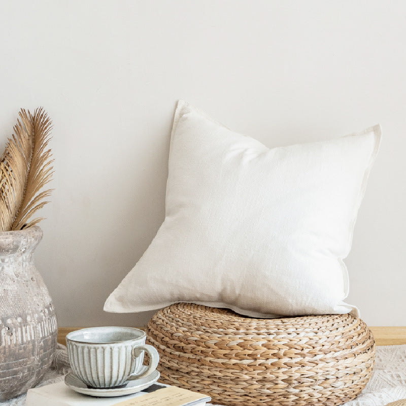 Simple Plain Linen Square Cushion Pillow Waist