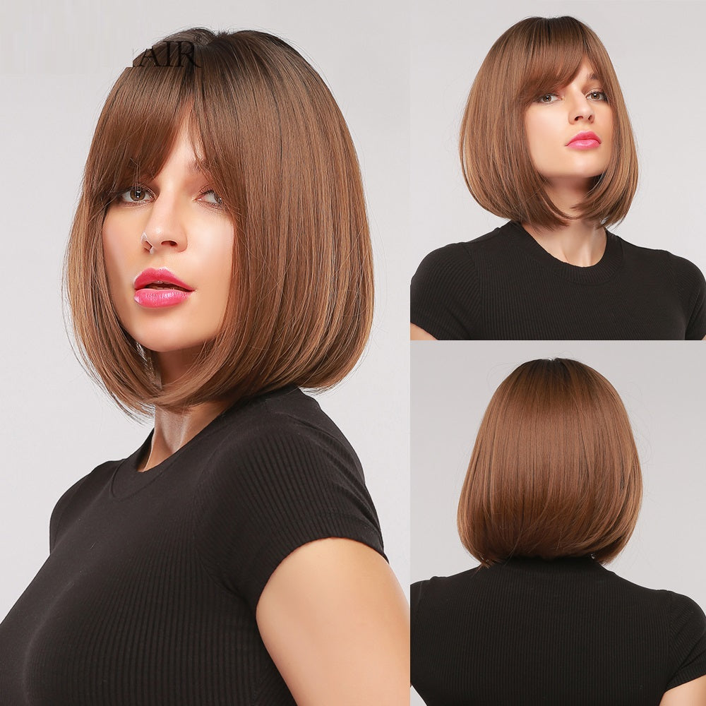 Gradual Golden Short Hair BOB Head Lifelike Chemical Fiber