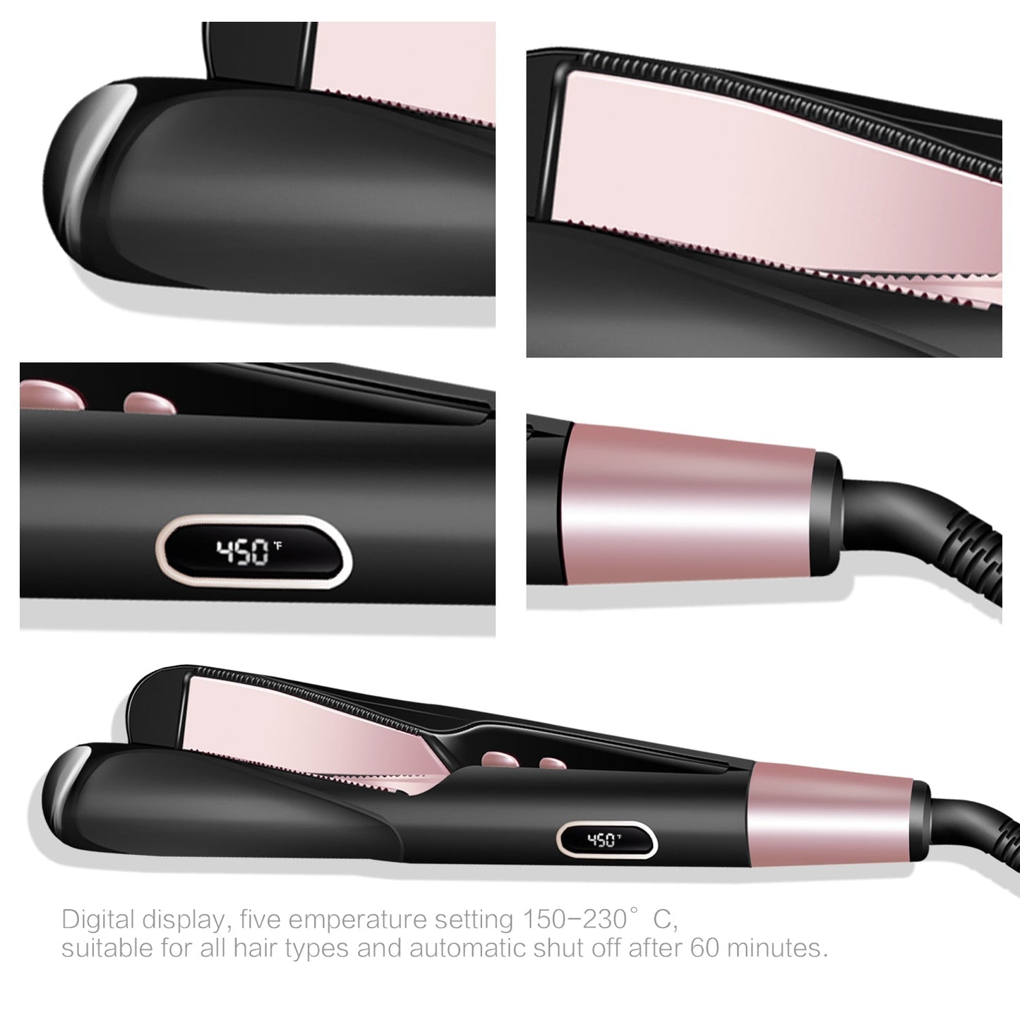 2 in 1 Electric Hair Straightener Ceramic Curling Wand Iron Curler