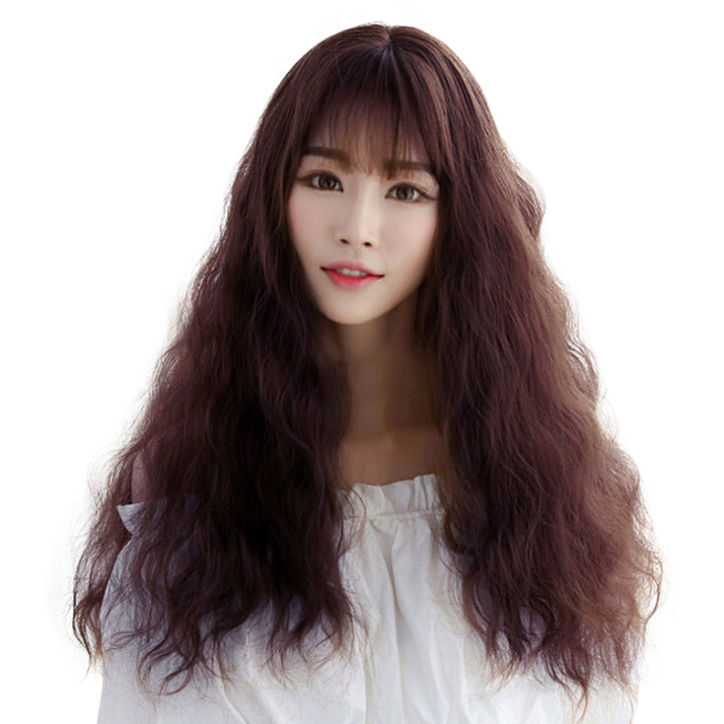 Fashion Japanese Female Long Curly Air Bangs Wig High Temperature Wire No Lcae