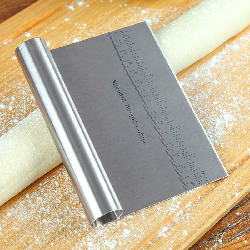 Stainless Steel Pastry Spatulas Cutter With Scale Pizza Dough Scraper Fondant Cake Decoration Tools Baking Kitchen Accessories Dough Cake Stainless Steel Pizza Flour Tool Cutter Chopper Scrap