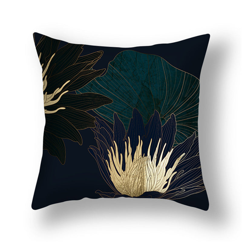 Green Gold Ginkgo Leaf Printed Pillow Cover