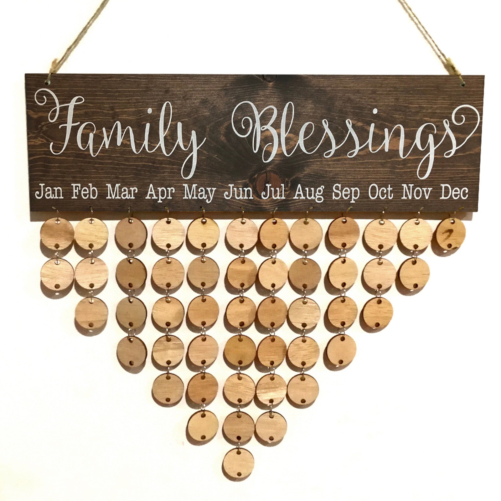 Family Blessings Calendar Board Plaque DIY Hanging Wooden Reminder