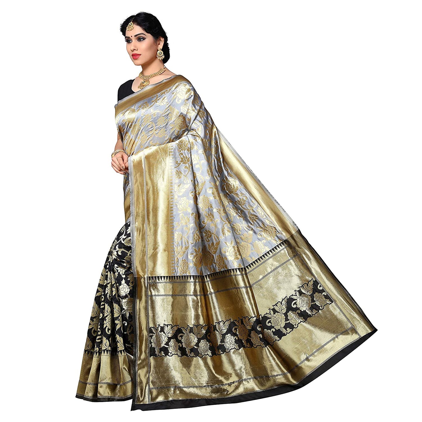 Women's Kanjivaram Saree With Blouse Piece Indian Sari Traditional Saree Wedding Dress Handmade Famous Actress Style Party Wear Free Size Ethenic Wear Clothes