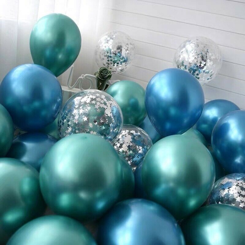 50pcs 12 Inch Metallic Balloons Metal Chrome Shiny Latex Happy Birthday Wedding Party Random Color