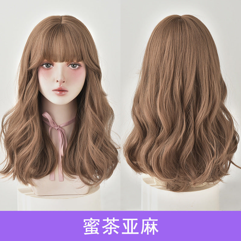 Natural Full-head Wig Long Curly Hair Air Bangs Fluffy Medium Long Hair