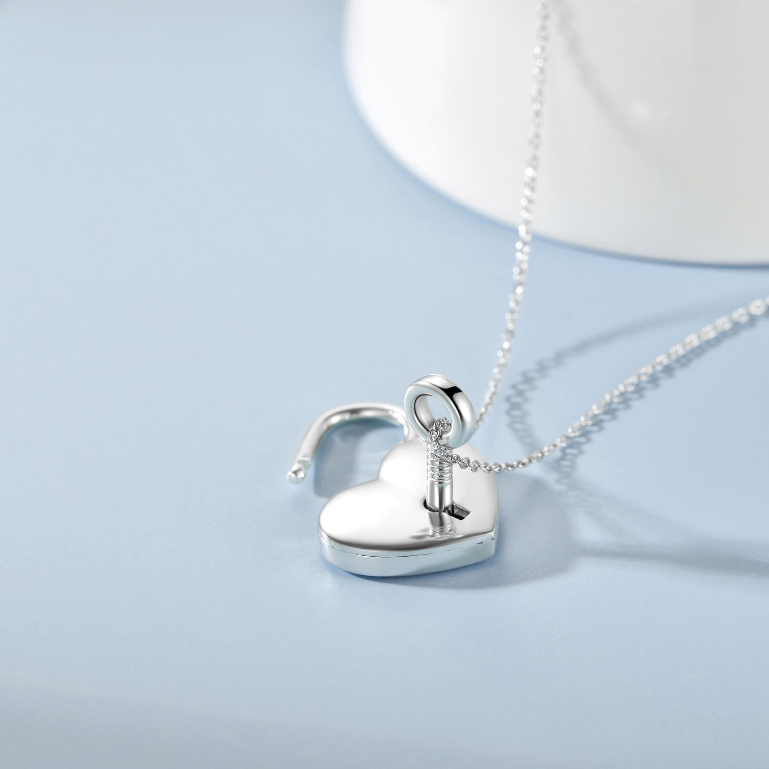 Heart Lock 925 Sterling Silver  Key Pendant Padlock Necklace For Womens Teens Lover Egirls