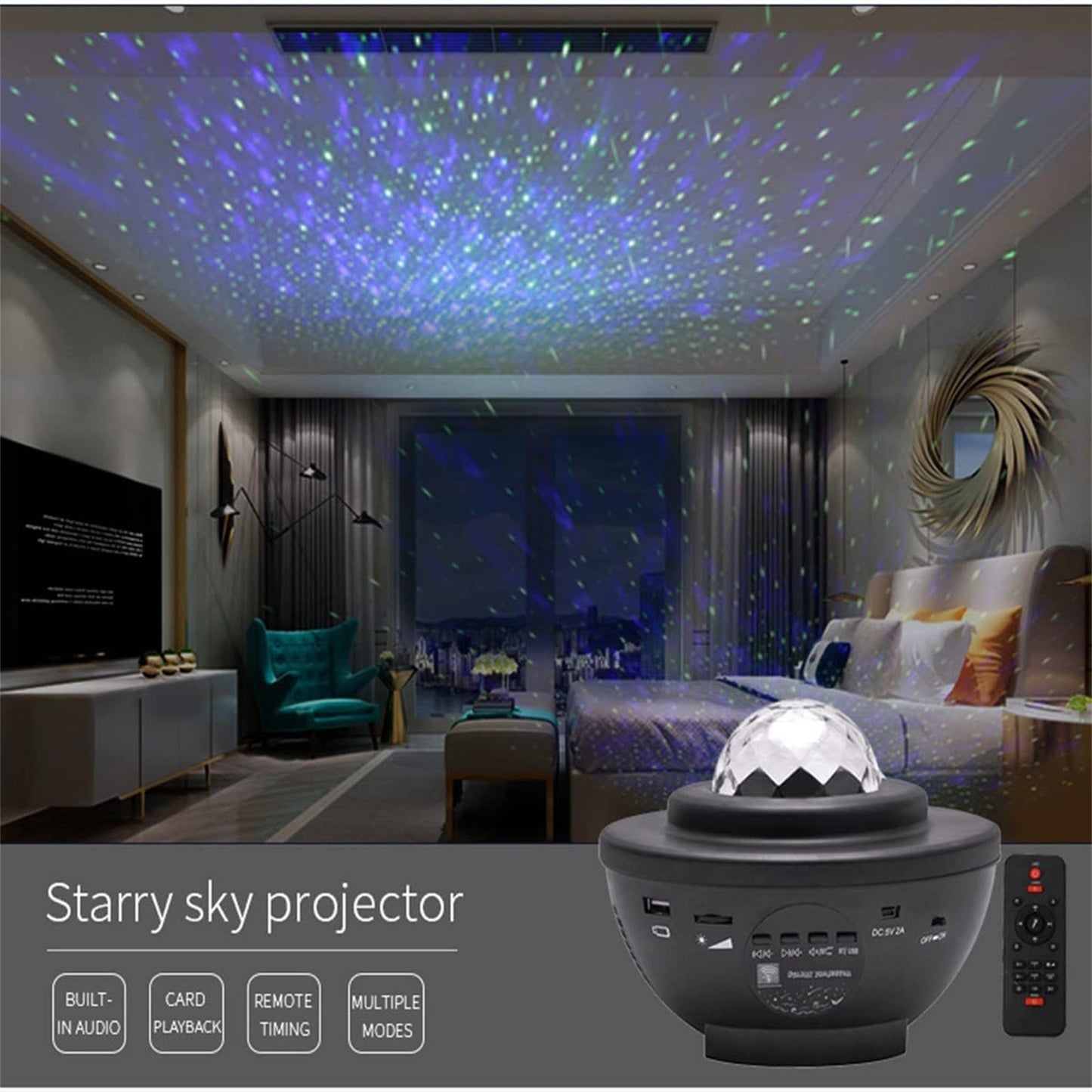 Galaxy Projector Star Projector, Star Night Light Projector For Bedroom With Bluetooth Speaker