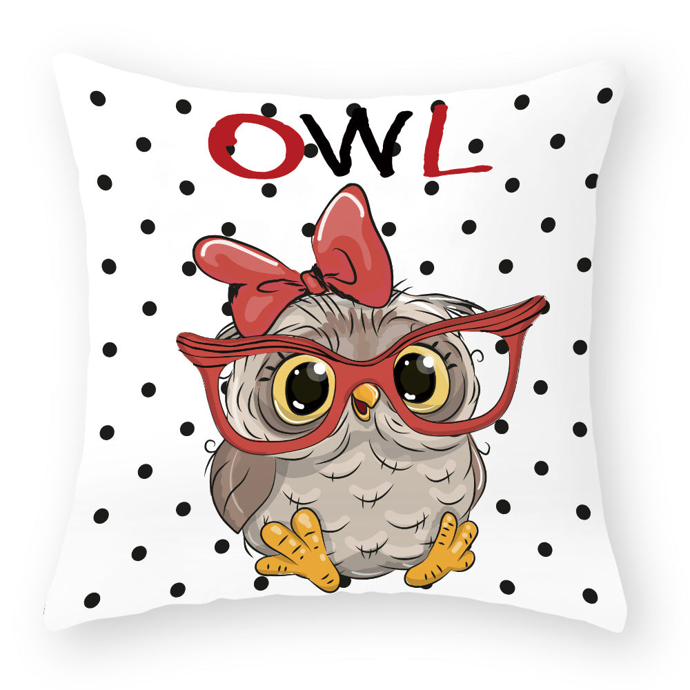 Cute Owl Peach Skin Pillow Case