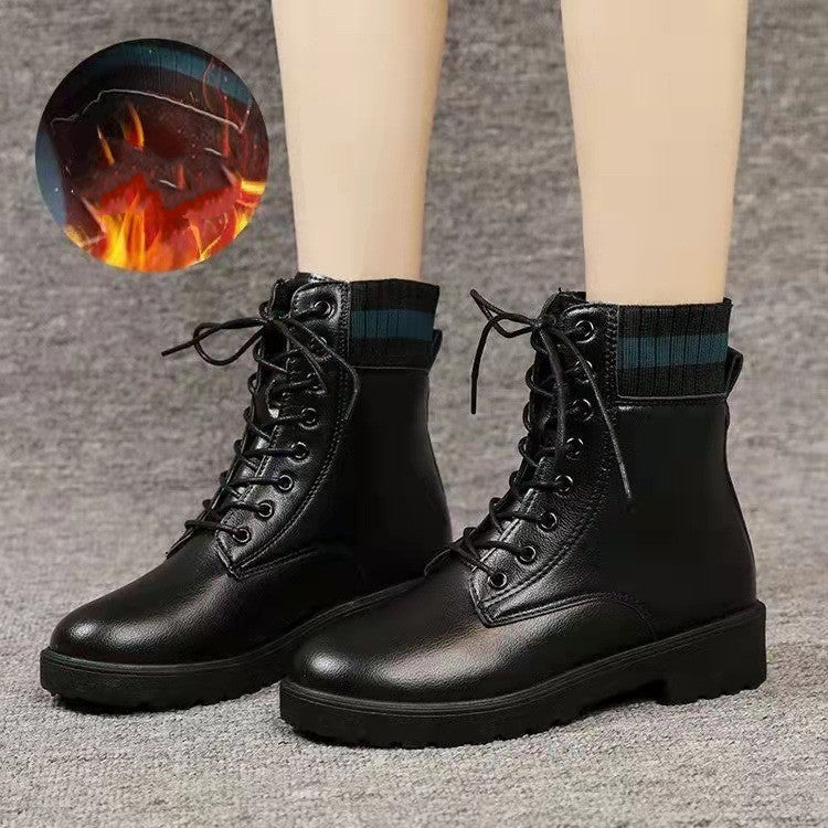 Schoolgirls Korean Style Thick Sole Fleece Martin Boots