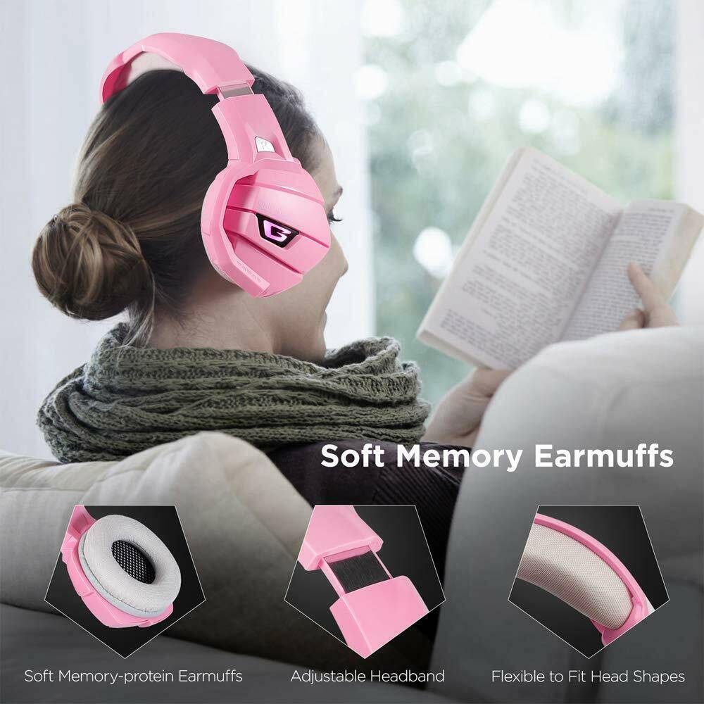 K5 Pink Gaming Headset For PS4 Xbox One PC Laptop With Noise Cancelling Mic