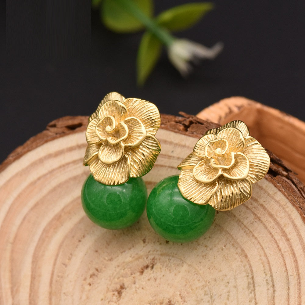 Pearl High-quality Jade European And American Retro Earrings