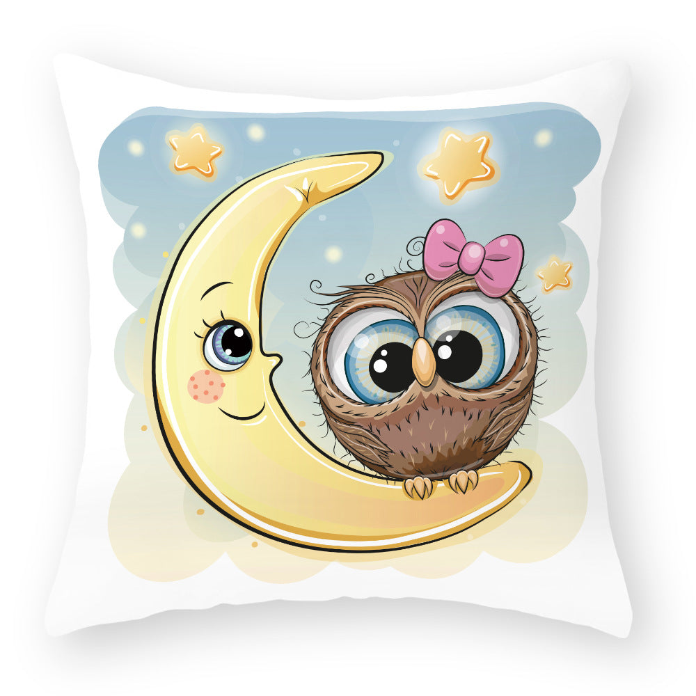 Cute Owl Peach Skin Pillow Case